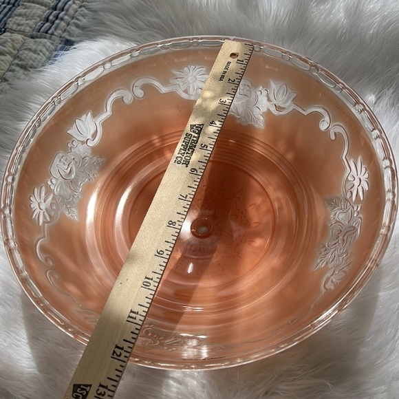 Vintage Art Deco Pink Frosted Glass Light Fixture Cover Floral - Picture 6 of 6